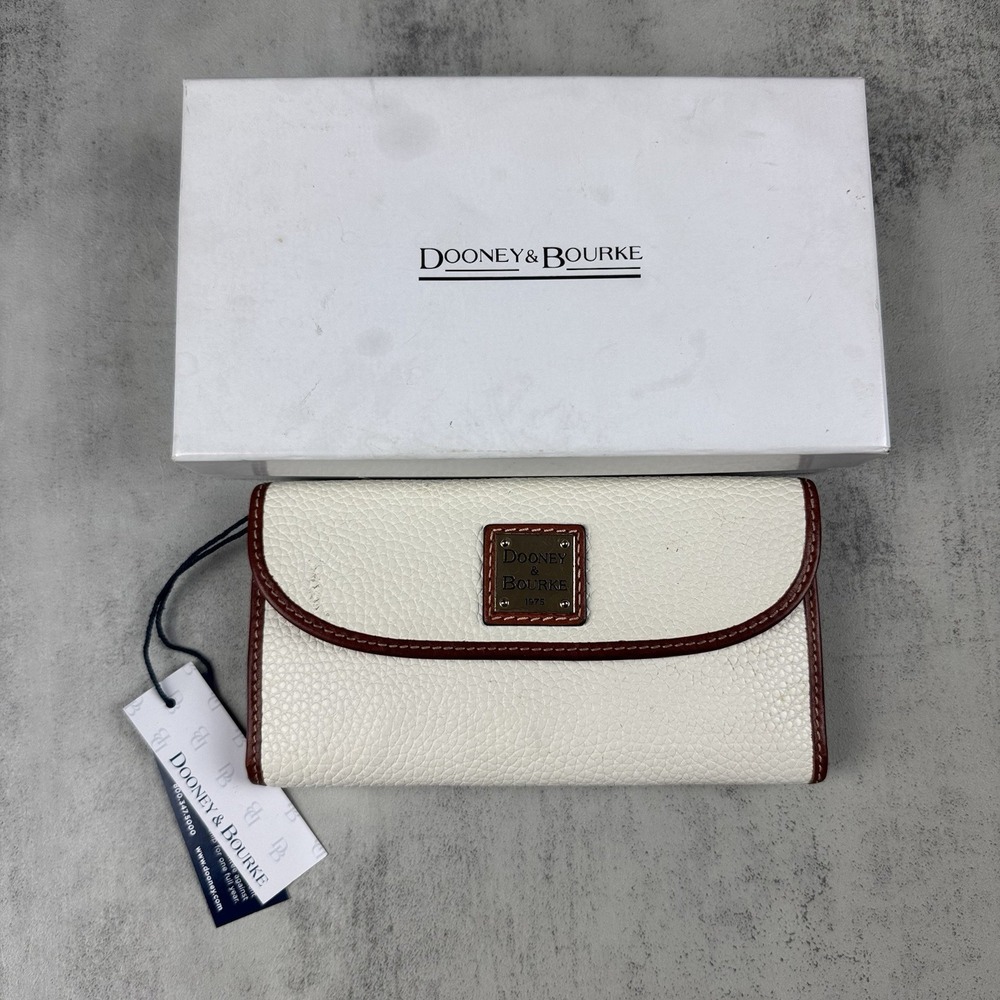 DOONEY & BOURKE Pebble Grain Continental Clutch Wallet TRI-FOLD Ivory Cream